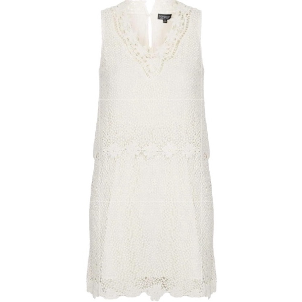 21. Top Shop Women’s Size 2 crochet mini dress ivory floral NWT - Picture 6 of 16